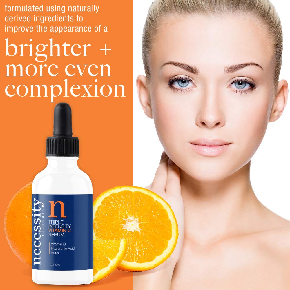 Necessity Skincare Triple Intensity Vitamin C Serum Without Hyaluronic Acid for Face, 1 Fluid Ounce