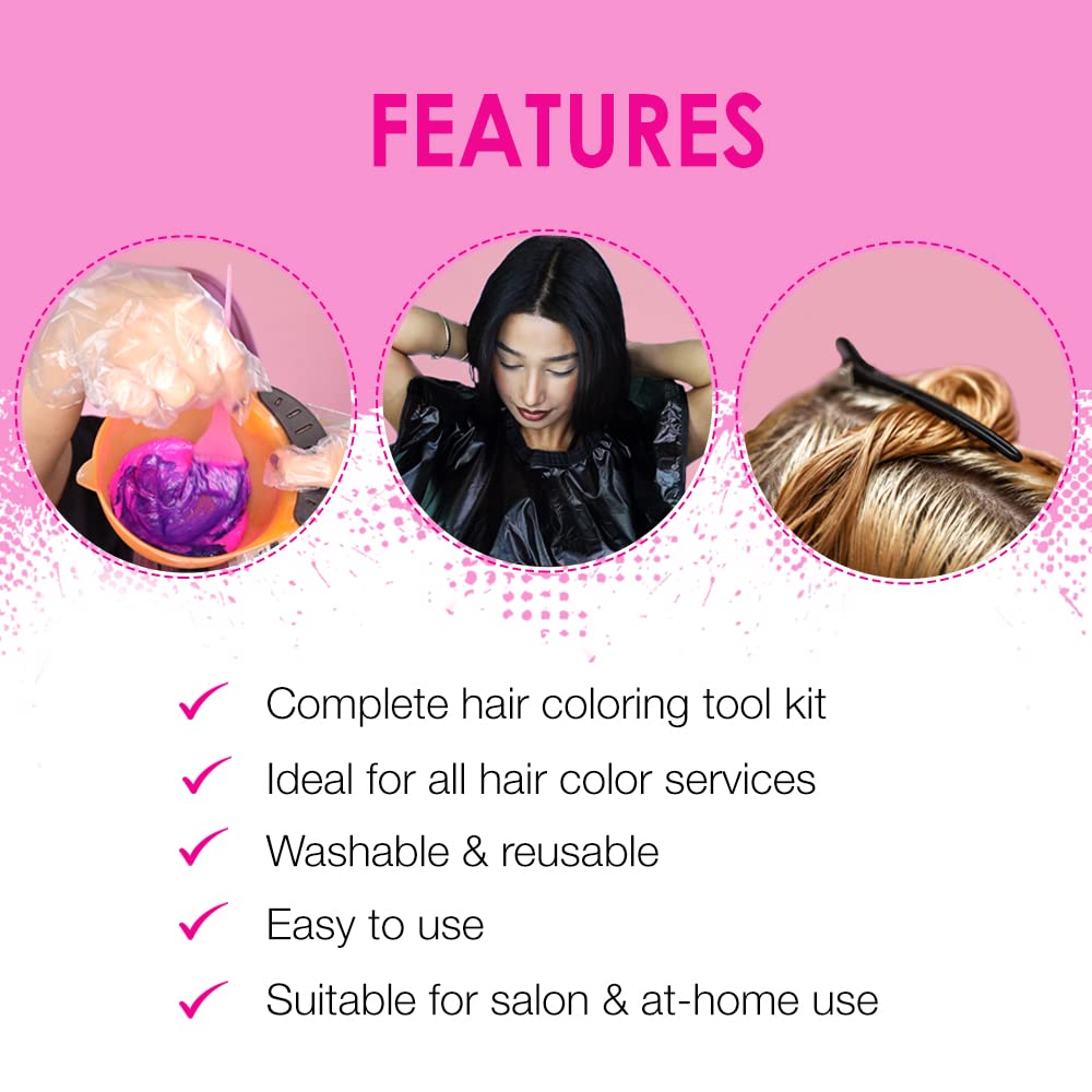 Punky Colour Hair Bleach Kit - Hair Dye Kit with Dye Bowl, Color Brush, Gloves & Clips, Coloring & Bleaching Accessories