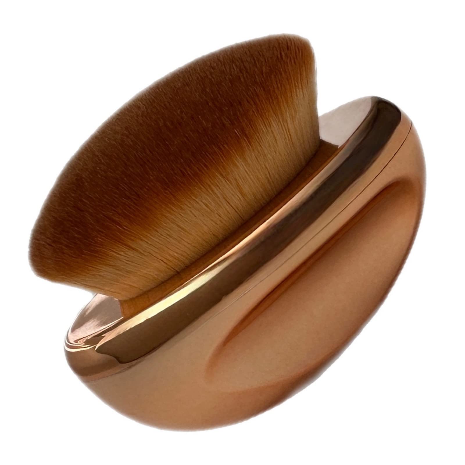 Foundation Brush Palm Makeup SOFT Kabuki Dome Shaped Face Body Shimmer Oil SPF Blush Bronzer Highlighter Blending Self-Tanner Buffing Liquid Powder Cream Streak-Free Cosmetic Application -Rose Gold