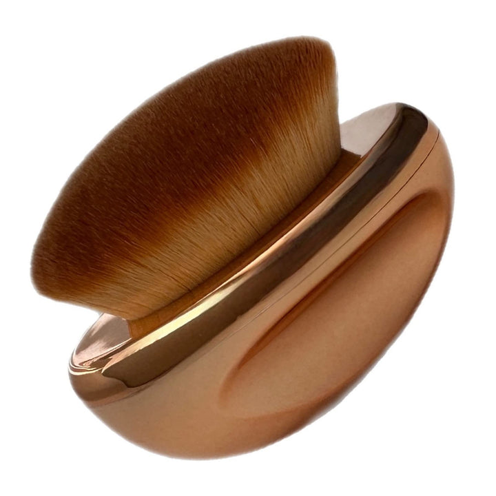 Foundation Brush Palm Makeup SOFT Kabuki Dome Shaped Face Body Shimmer Oil SPF Blush Bronzer Highlighter Blending Self-Tanner Buffing Liquid Powder Cream Streak-Free Cosmetic Application -Rose Gold