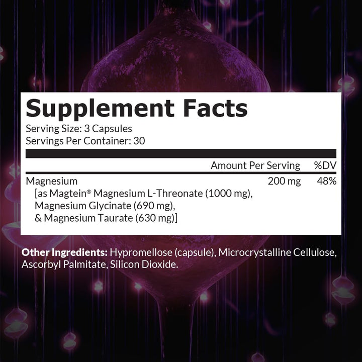 Intelligent Labs MagEnhance Magtein Magnesium Complex Supplement L-Threonate with Magnesium Glycinate and Taurate, 90 Capsules