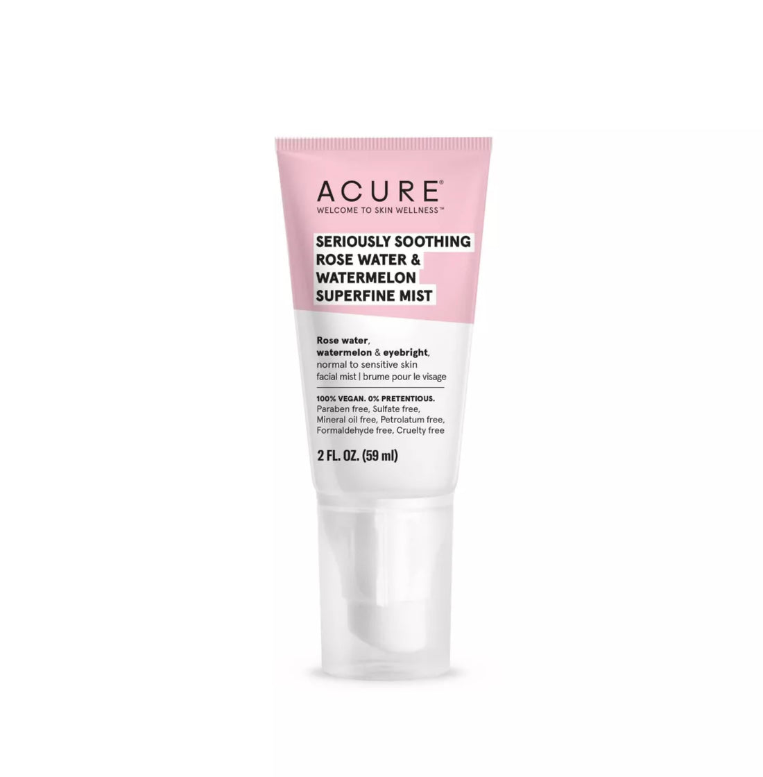 Acure Seriously Soothing Rosewater & Watermelon Superfine Mist | 100% Vegan | For Dry to Sensitive Skin | Instant Hydration & Dewy Glowing Goodness | 2 Fl Oz (ET1192)