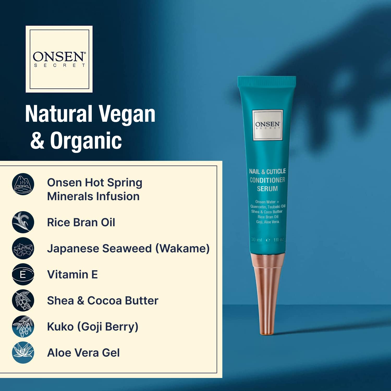 Onsen Nail & Cuticle Cream Treatment w/Japanese Tsubaki, Jojoba & Lavender Oil, Shea Butter – Strengthens Nails, Softens Cuticles - Daily Repair Care (2 Count/30 ml)