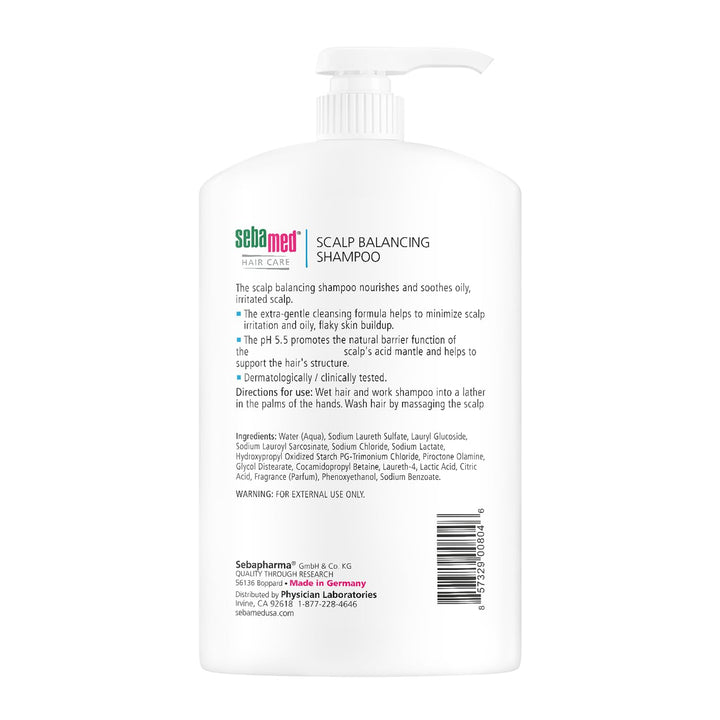 SEBAMED Anti-Dandruff Shampoo - Scalp Balancing Hair Care for Oily Dandruff Prone Scalp (1 Liter with Pump + 200mL)