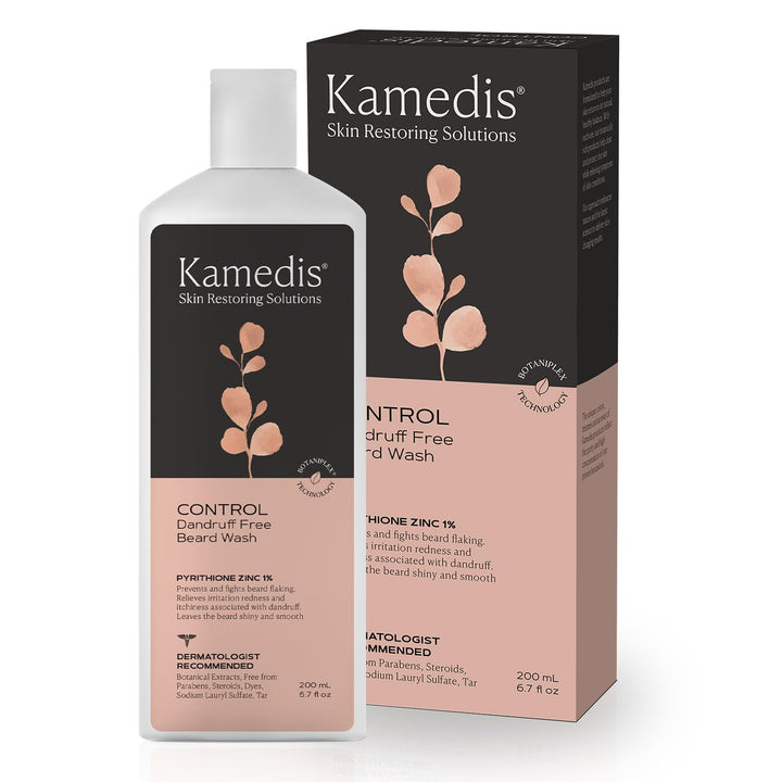 KAMEDIS Beard Wash - 6.7 Oz, Dandruff & Flake Free Ultimate Men's Shampoo, Contains Pyrithione Zinc & Salicylic Acid, Alleviates Itching & Irritation