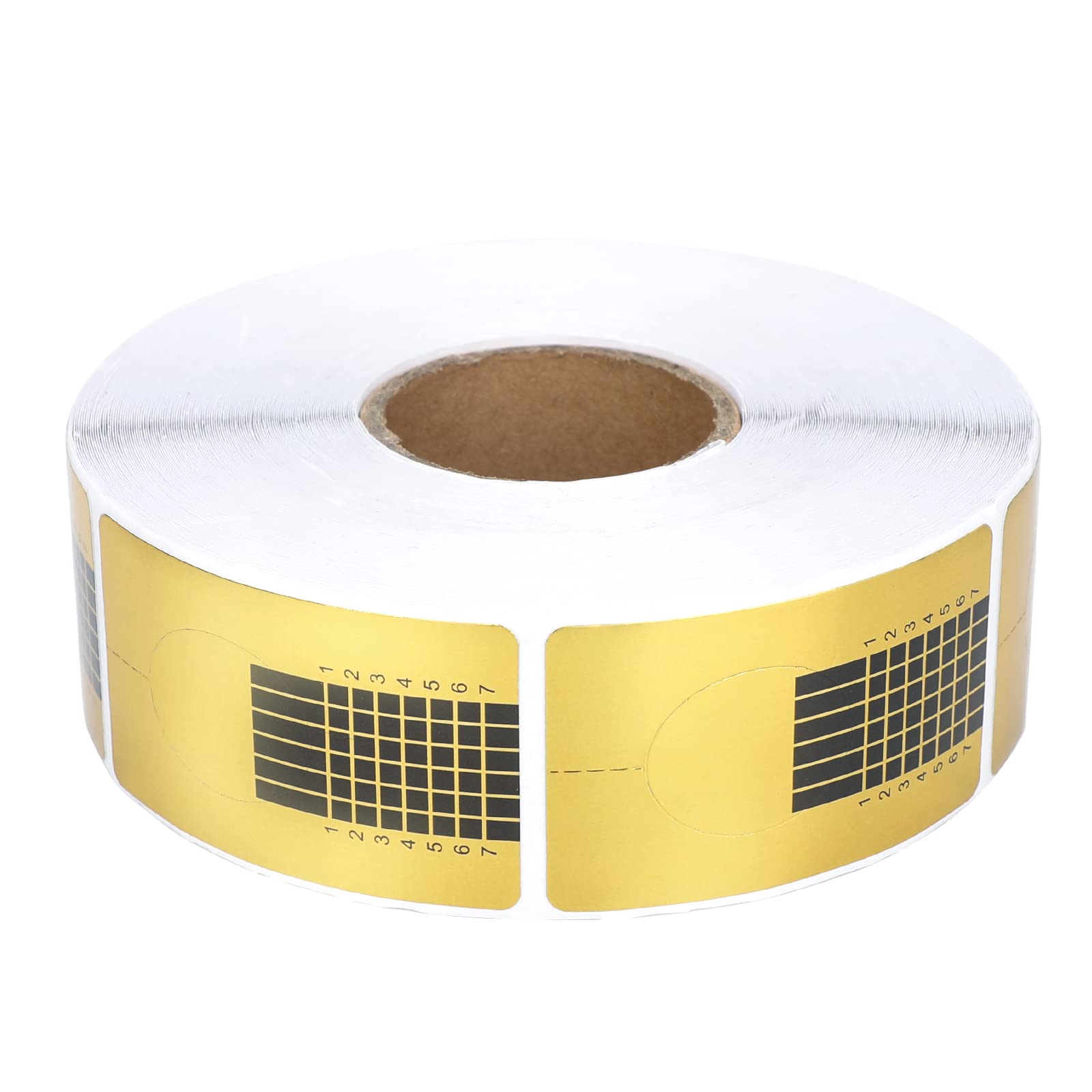 G2PLUS Nail Form Guide Stickers for Acrylic Nail Art Tips / Gel Nail Polish Extensions (1 Roll / 500 PCS - Gold)