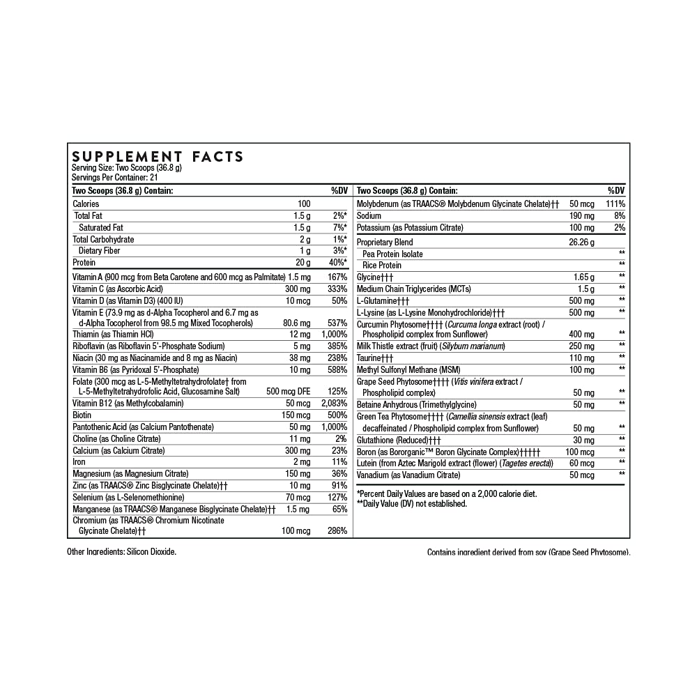 THORNE MediClear Plus - Foundational Support, Eliminate Environmental and Dietary Toxins - Rice and Pea Protein-Based Drink Powder with a Complete Multivitamin-Mineral Profile - 27.2 Oz