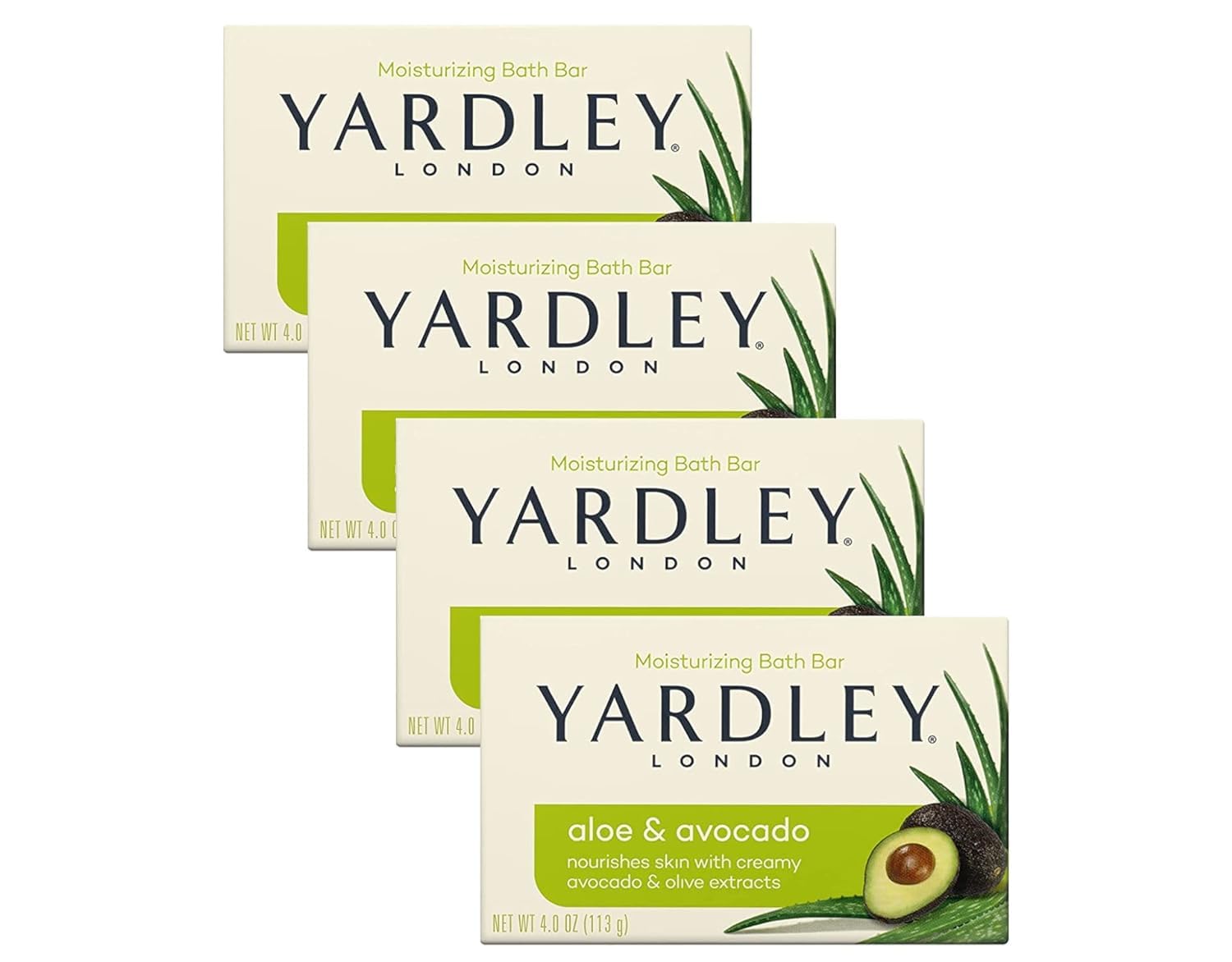 Yardley of London Moisturizing Soap Sweet Summer Aloe and Cucumber 3 + 1 Free