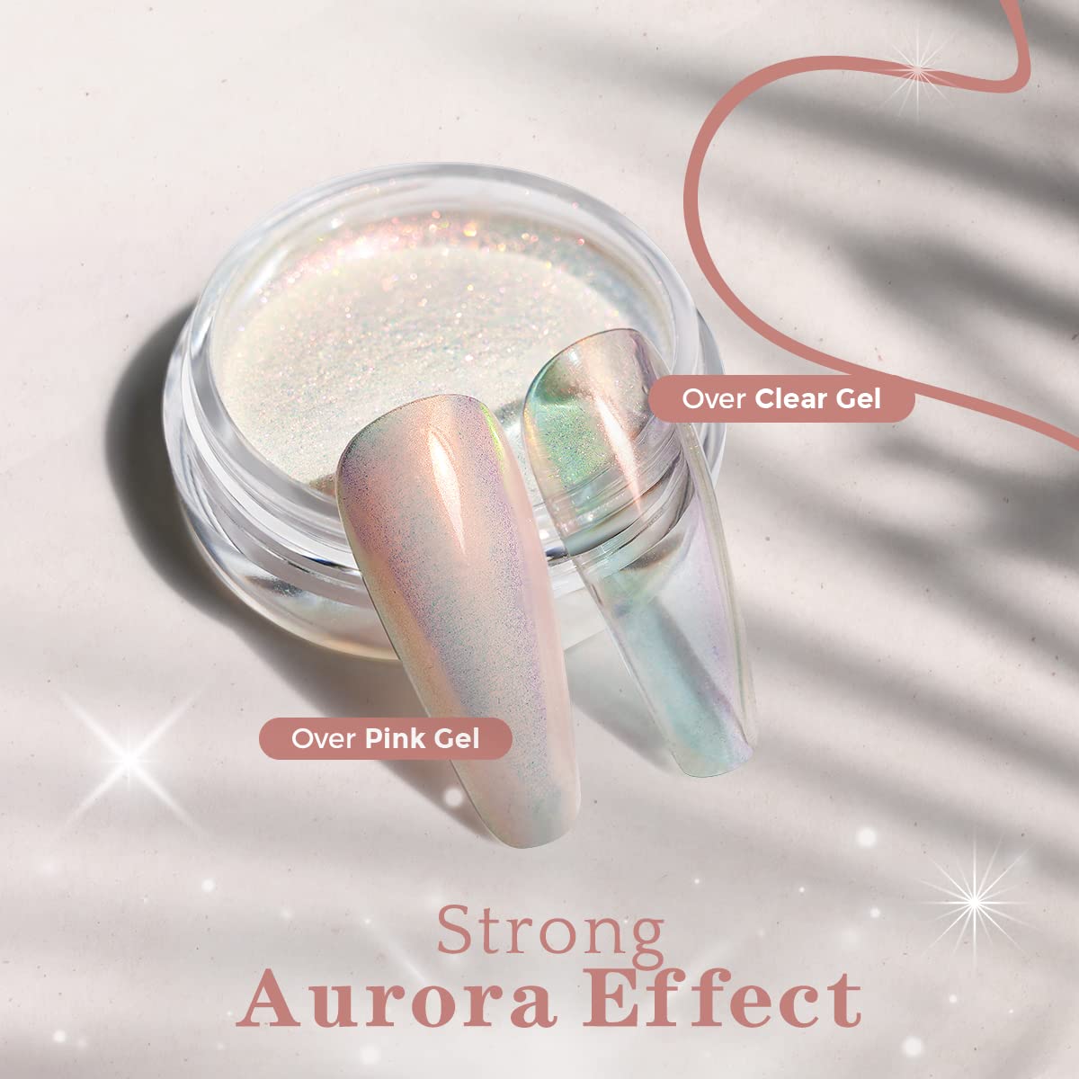 PrettyDiva Mermaid Chrome Nail Powder - White Unicorn Chrome Nails Powder Aurora Iridescent Powder Pigment for Nails, Opal Pearl Mica Powders Sunset Chameleon Chrome Nail Powder Manicure Pigment