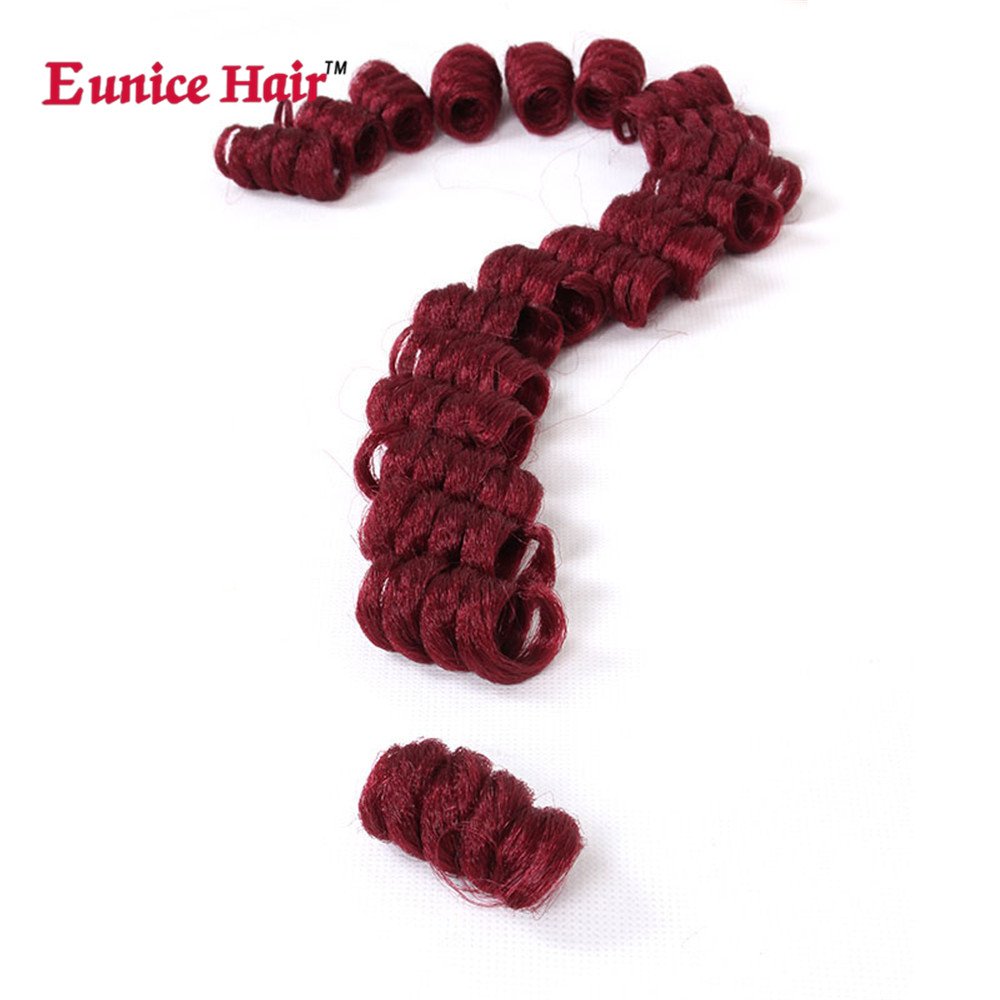 3 Packs Eunice Hair Synthetic Kenzie Curl Crochet Braids Short Crochet Braiding Bouncy Twist Spiral Curls Jamaican Bounce Twist Hair Extensions 20 Strands/Pack(10 inch kenzie, Burgundy)