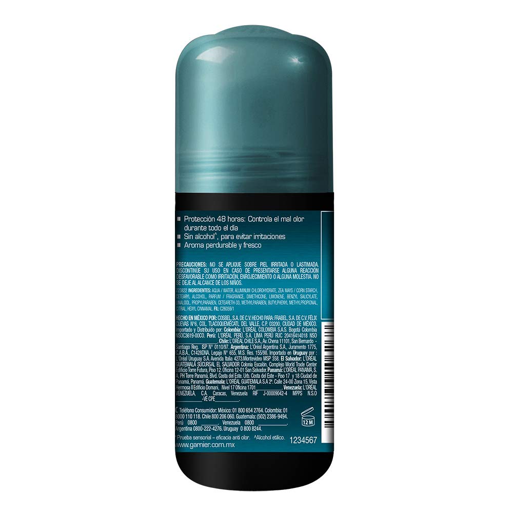 (Pack of 4) Garnier OBAO for Men, 48 Hour Roll on Deodorant & Antiperspirant, Cool Metal Scent, 65 g each by Garnier OBOA