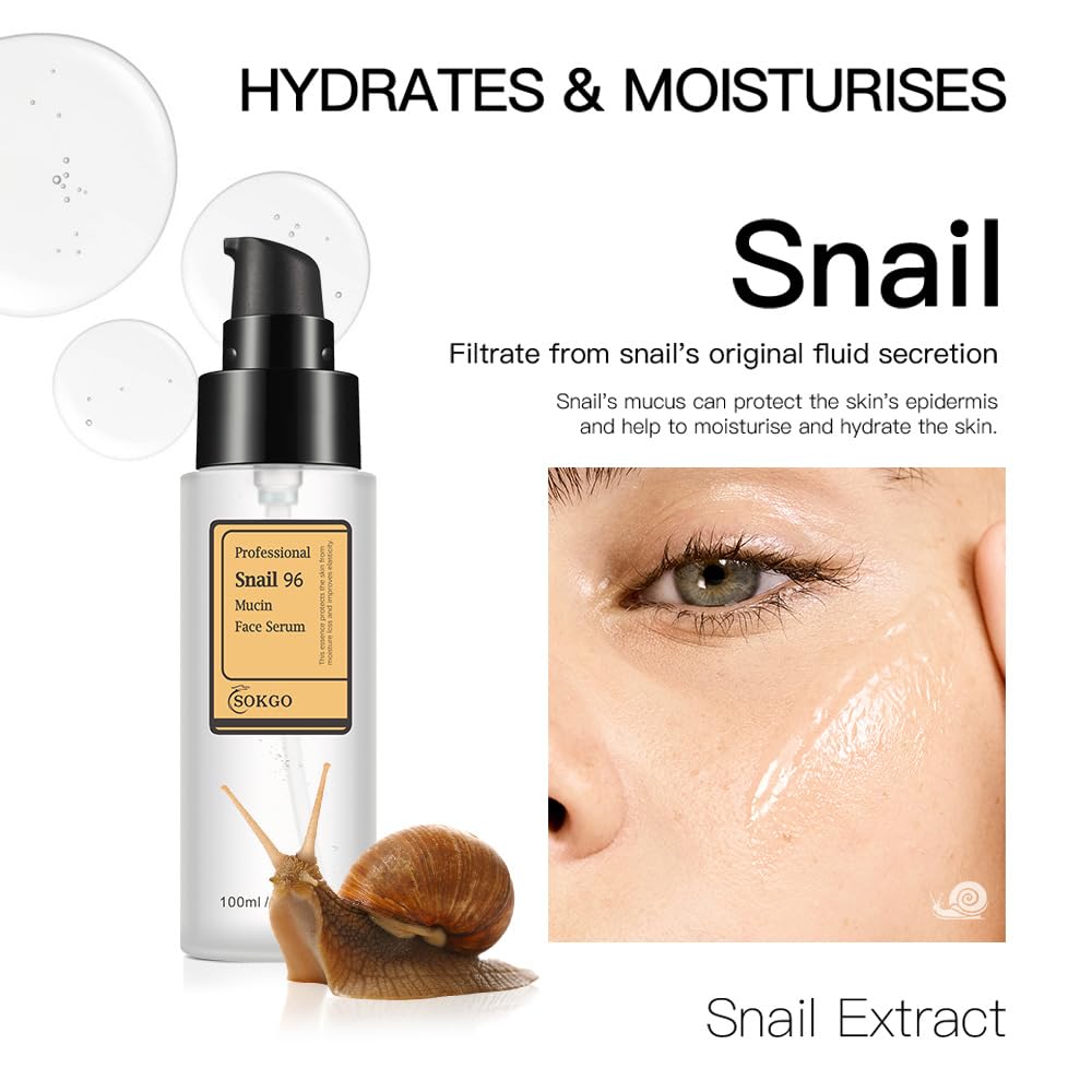 Professional Snail Mucin Serum, Intensive Hydration and Repair for Healthy Skin (1PCS)