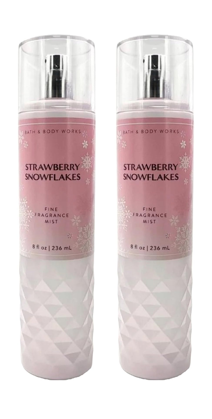 Bath & Body Works Strawberry Snowflakes Fine Fragrance Body Mist Gift Set 8 oz Pack Lot of 2 (Strawberry Snowflakes) 8 Fl Oz (Pack of 2) 16 Fl Oz