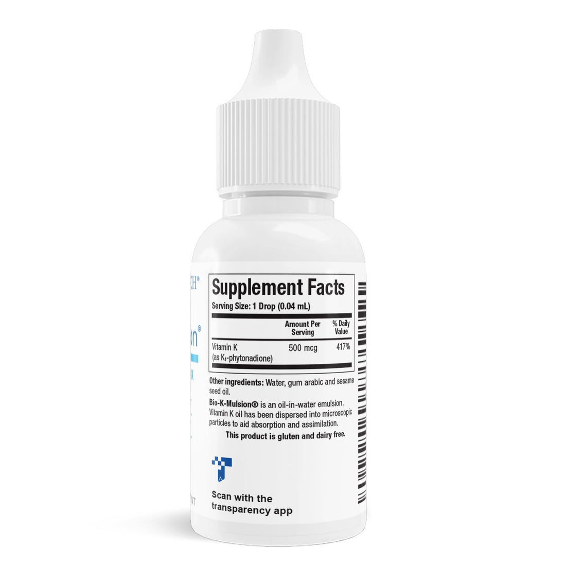 Biotics Research Bio K Mulsion Liquid Vitamin K Drops - 500 mcg/S - Vitamin K1 phytonadione - for Adults & Kids - VIT K Supplement - Strong Bones, Heart Health, Blood Clotting Support, 1 fl oz