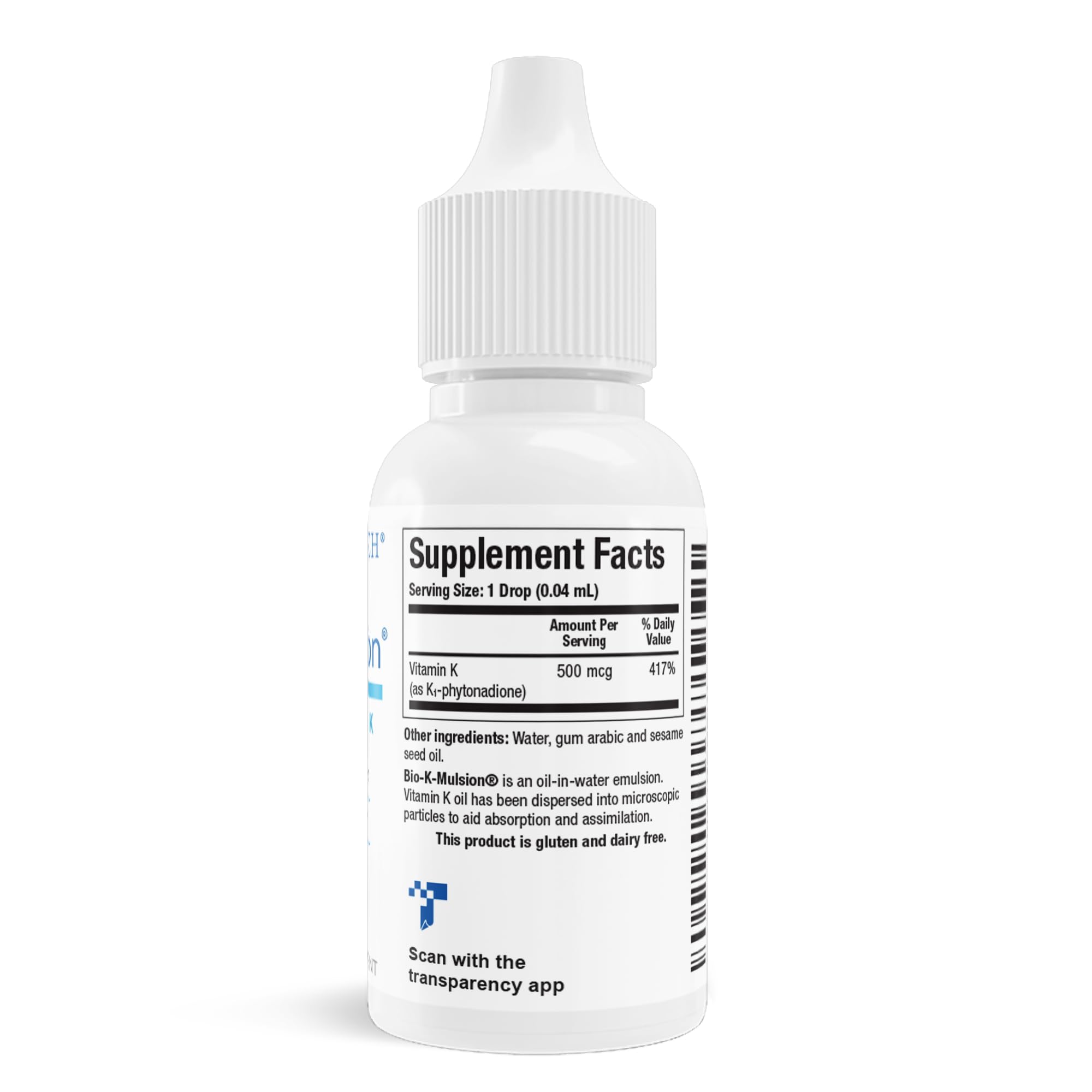 Biotics Research Bio K Mulsion Liquid Vitamin K Drops - 500 mcg/S - Vitamin K1 phytonadione - for Adults & Kids - VIT K Supplement - Strong Bones, Heart Health, Blood Clotting Support, 1 fl oz
