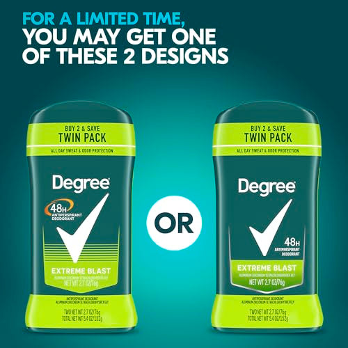 Degree Men Original Protection Antiperspirant Deodorant Extreme Blast Twin Pack 48-Hour Sweat and Odor Protection Antiperspirant For Men 2.7 oz