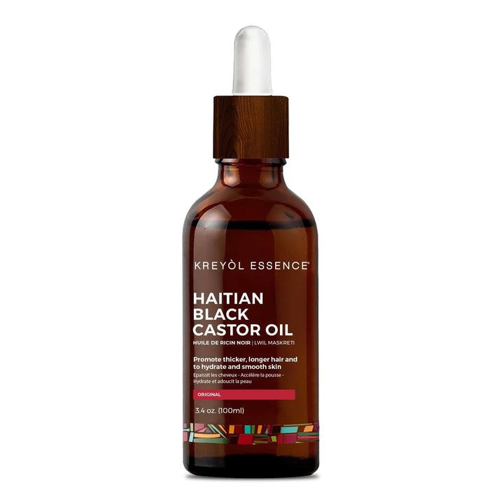 Kreyol Essence - Haitian Black Castor Oil for Skin and Hair, Glass Bottle - Fuller-Looking Hair, Pure, Hexane Free, Cold Pressed, Natural Humectant