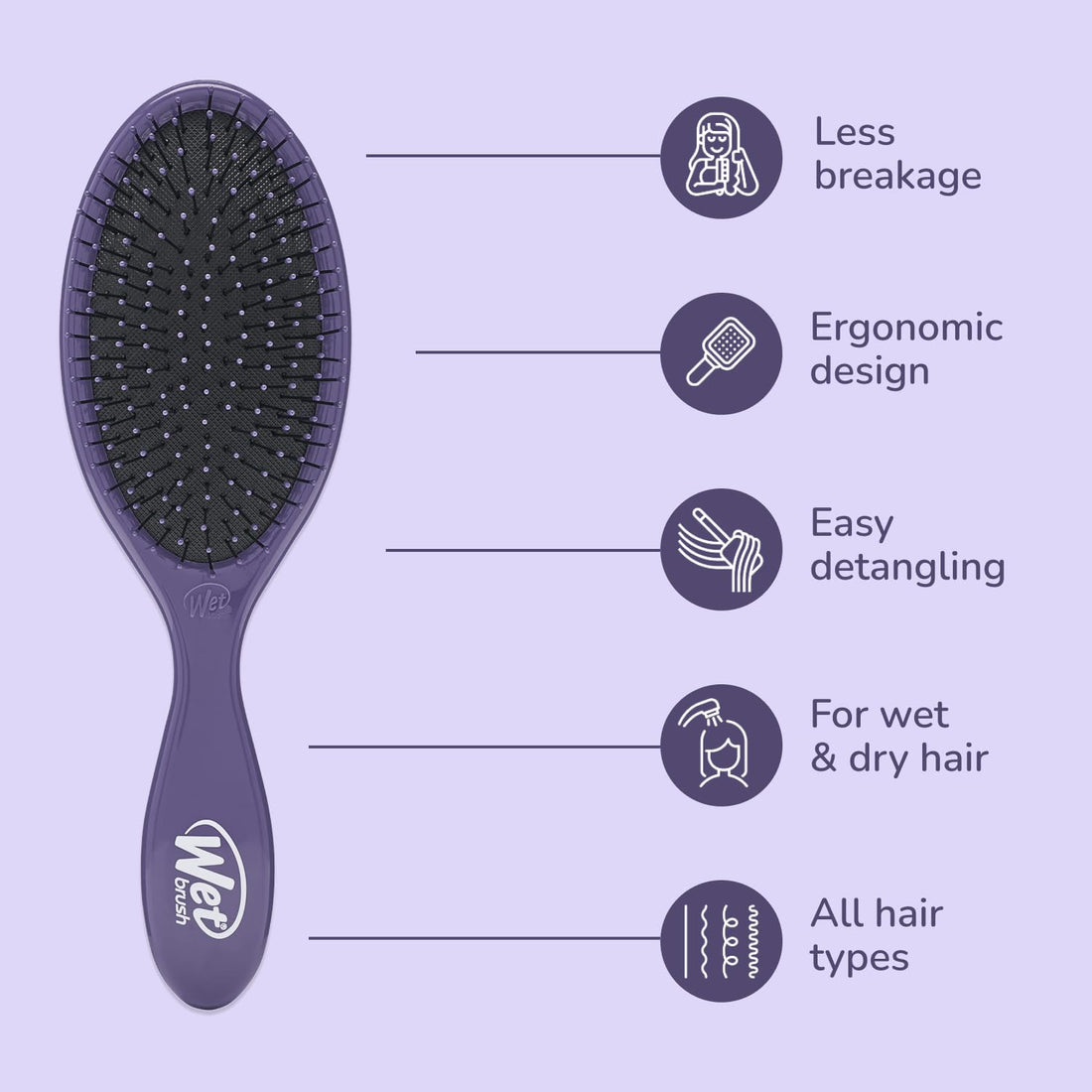 Wet Brush Original Detangler Hair Brush, Amazon Exclusive Purple - Ultra-Soft IntelliFlex Bristles - Detangling Hairbrush Glides Through Tangles For Wet, Dry & Damaged Hair - Women, & Men