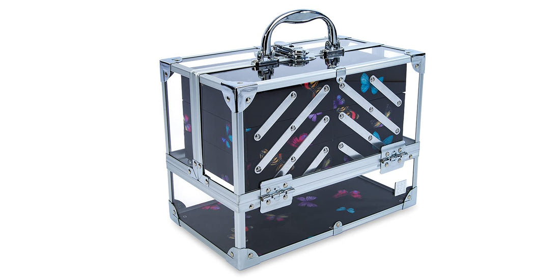 Caboodles Neat Freak Train Case | 6-Tray Cosmetic Organizer with Locking Latch