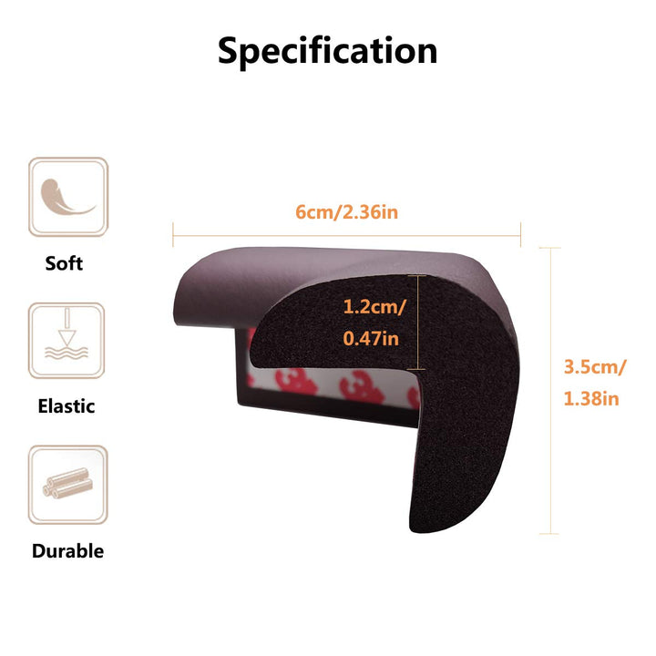 Corner Protector Baby Proof | Corner Guard Child Safety for Babies, Toddlers, Kids | Foam Corner Covers for Furniture, Table, Desk | 8 Pack (Brown)