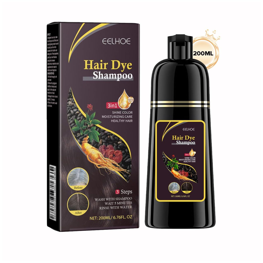 GHFCZOO Natural Brown Hair Coloring Shampoo - Magic Instant 3-in-1, Nourishing Long-Lasting High Coverage for Women in Minutes