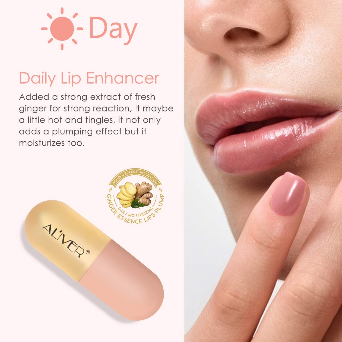 Lip Plumper Gloss- Natural Lip Plumper,Plumper Set Contains Day and Night Lip Gloss -Clear Lip Plump Gloss-Enhancer for Fuller & Hydrated Lips | Give Volume,Moisturize