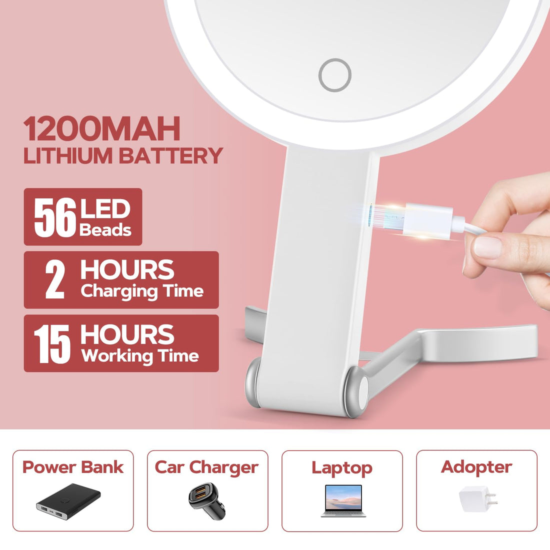 MIYADIVA Lighted Makeup Mirror, 30X Magnifying Mirror with Light and Adjustable Brightness, Hanging and Handheld Mirror with Handle, Portable Travel Makeup Mirror with Lights, Vanity Mirrors for Women