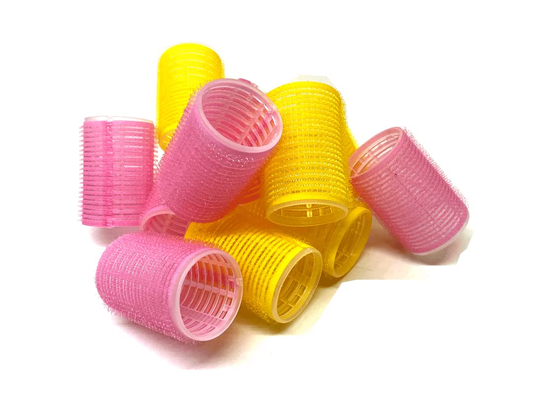 Set of 12 - 40mm (1-1/2') Self Grip Hair Rollers Pro Salon Hairdressing Curlers Large For Long Hair