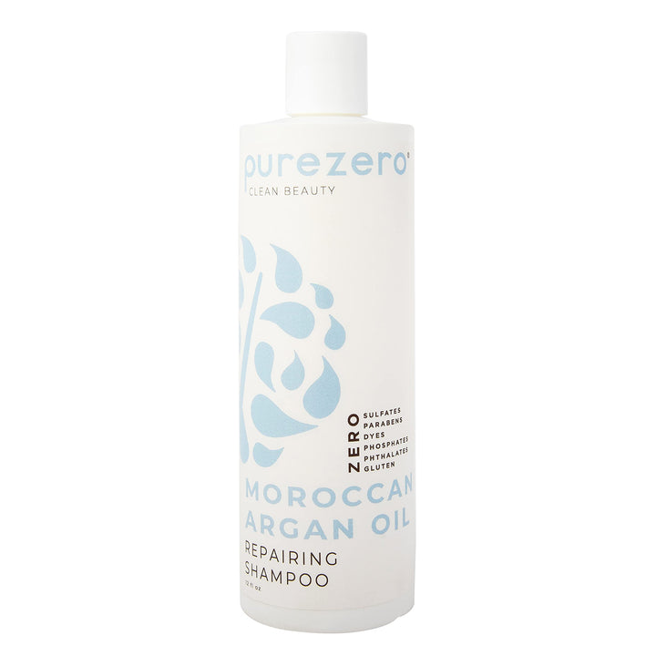 Purezero Moroccan Argan Oil Shampoo - 12 Fl Ounces - Repair Damaged Hair - Restore Strength, Shine & Softness - Zero Sulfates, Parabens, Dyes, Gluten - 100% Vegan & Cruelty Free