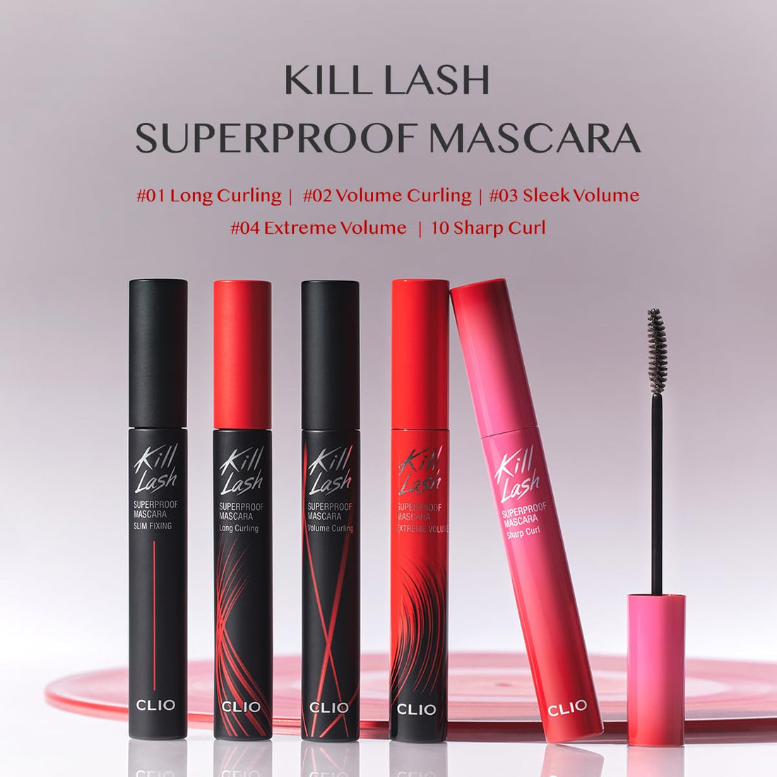 CLIO Kill Lash Superproof Mascara | Volumizing, Lengthening, Thick, Waterproof, Smudge Proof, Long Lasting | Volume Curling (#02), 0.24 fl oz