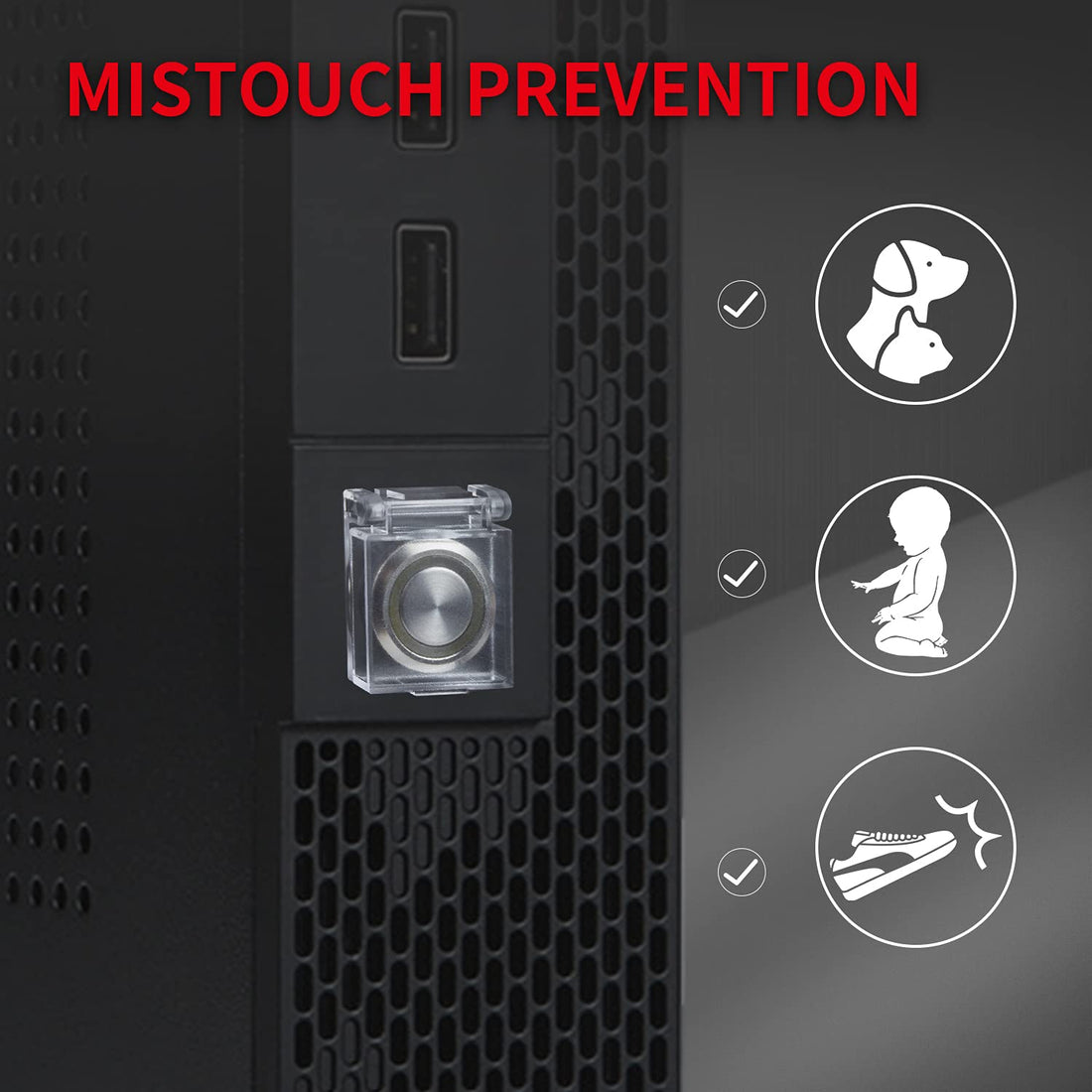 DaierTek 22mm Push Button Cover Child Proof Transparent Safety Power Button Switch Cover Guard Protector for Computer PC Desktop -3Pack