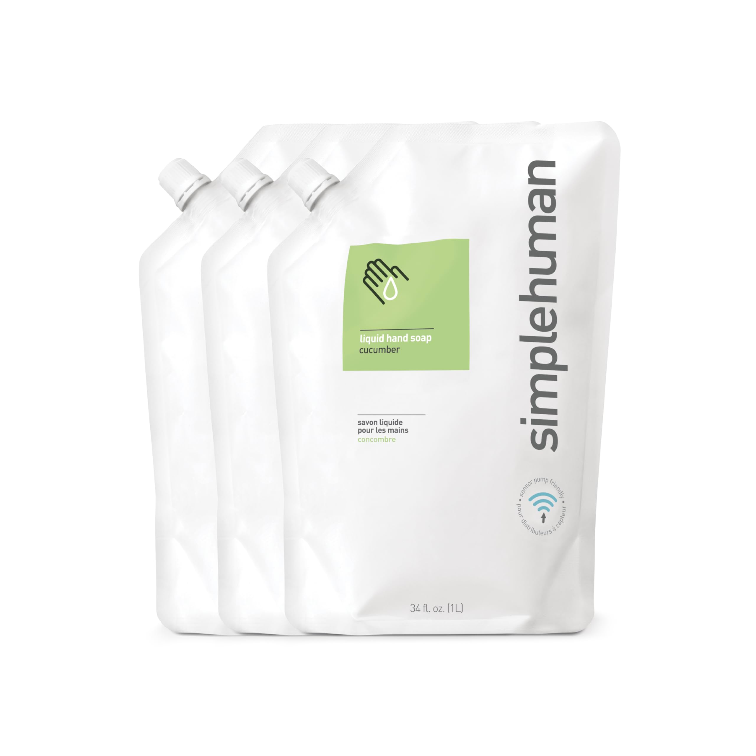 Cucumber, 3 Pack: Simplehuman Cucumber Moisturizing Liquid Hand Soap 34 Fl. Oz. Refill Pouch (Pack Of 3)