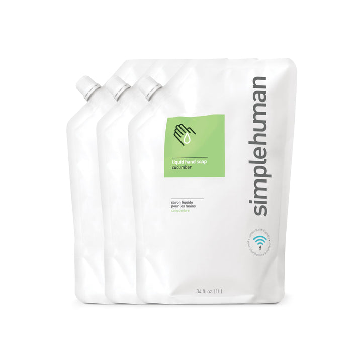 Cucumber, 3 Pack: Simplehuman Cucumber Moisturizing Liquid Hand Soap 34 Fl. Oz. Refill Pouch (Pack Of 3)