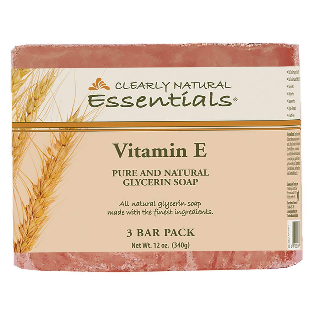 Essentials by Clearly Natural Glycerin Bar Soap, Vitamin E, 4-Ounce, Pack of 3 - CASE