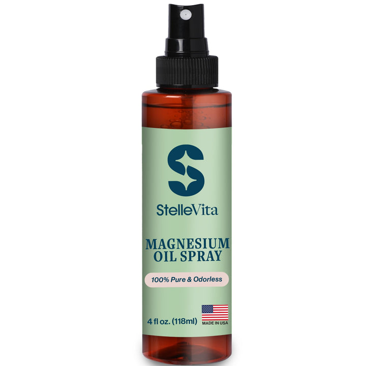 StelleVita Pure Magnesium Oil Spray 4oz - Extra Strength Topical Magnesium Spray for Feet, Body & Skin Care - Sleep and Relaxation 100% Natural Made in USA