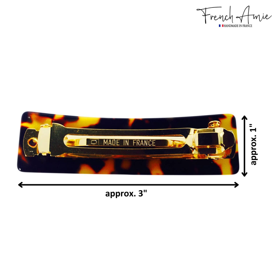 French Amie Fine Wide Rectangular Celluloid Handmade Tokyo Automatic Hair Clip Barrette - Made to Last (Tokyo)