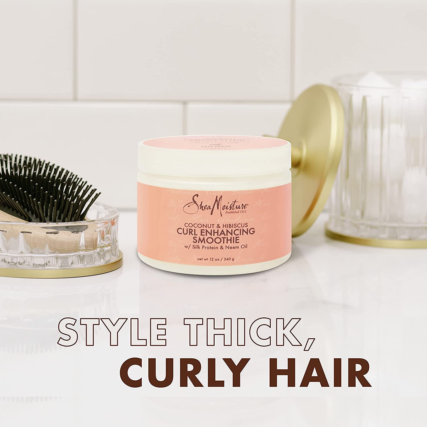 SheaMoisture Coconut & Hibiscus Curl & Shine Bundle – Shampoo, Conditioner + Curl Enhancing Smoothie for Curly Hair Care
