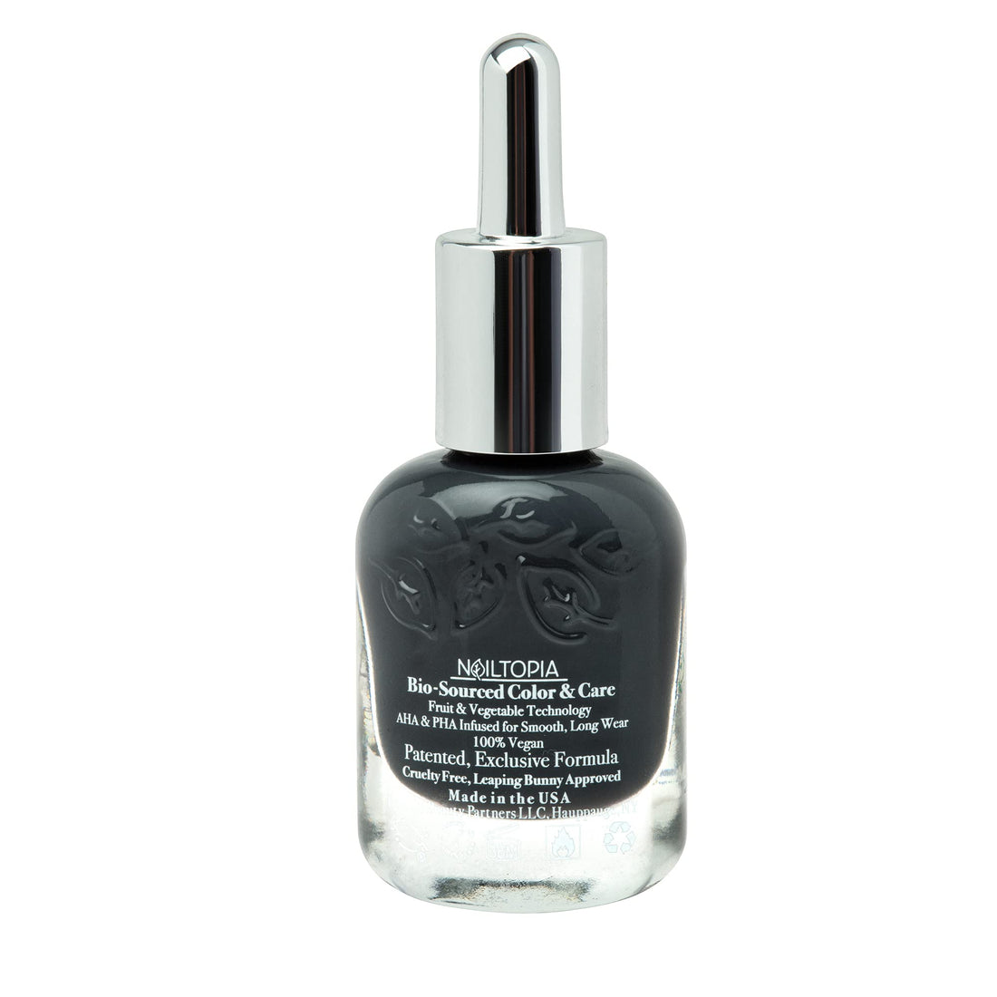 Nailtopia - Plant-Based Chip Free Nail Lacquer - Non Toxic, Bio-Sourced, Long-Lasting, Strengthening Polish - Back to Basics (Dark Grey) - 0.41oz