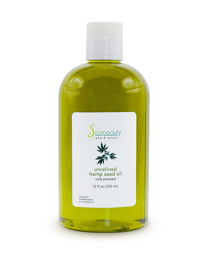Soapeauty Hemp Seed Oil Unrefined Cold Pressed | Massage & Body Oil | for Skin, Face, Hair, and Soap Making | Carrier for Essential Oils | Rich in Omega Fatty Acids – 12 Fl Oz