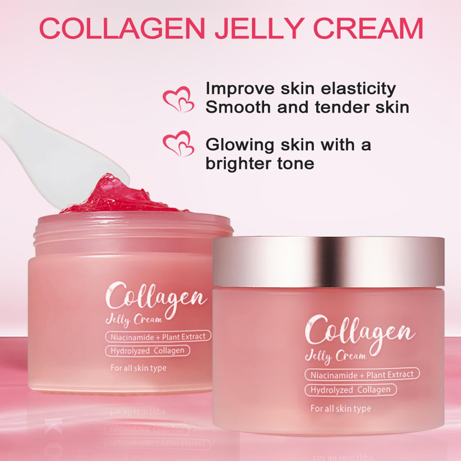 LOYOTICE Collagen Jelly Cream,Niacinamide & Freeze Dried Hydrolyzed Collagen Face Cream,Boosts Elasticity & Hydration,Reduce Fine Lines & Dullness,Improves Glowy Collagen Cream(3.38 fl.oz)