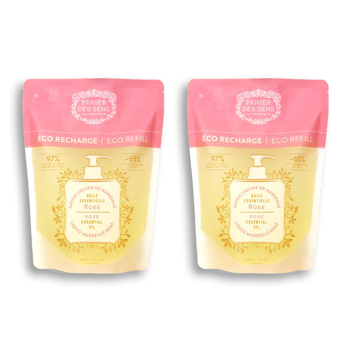 Panier des Sens Eco-refill Liquid Marseille Soap Rose - Made in France - 2x 16.9Floz/500ml