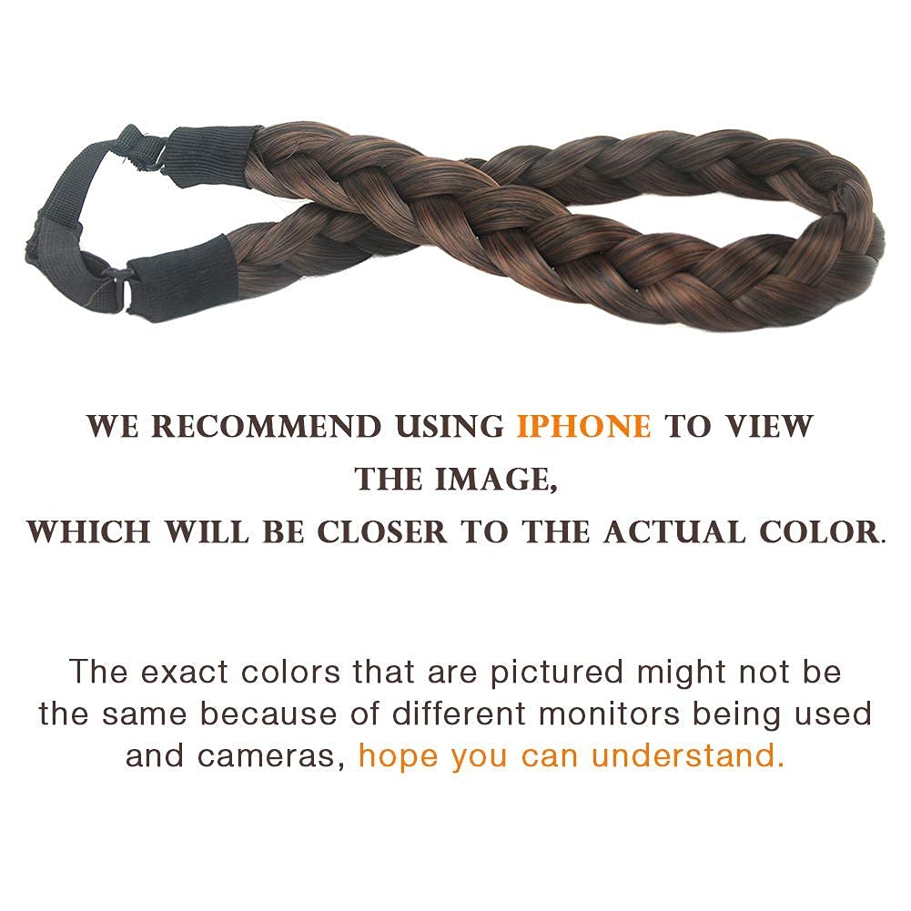 DIGUAN (TM) #Copper Brown: Diguan Synthetic Hair Braided Headband Classic Chunky Wide Plaited Braids Elastic Stretch Hairpiece Women Girl Beauty Accessory, 55G Ahairbeauty (#Copper Brown)