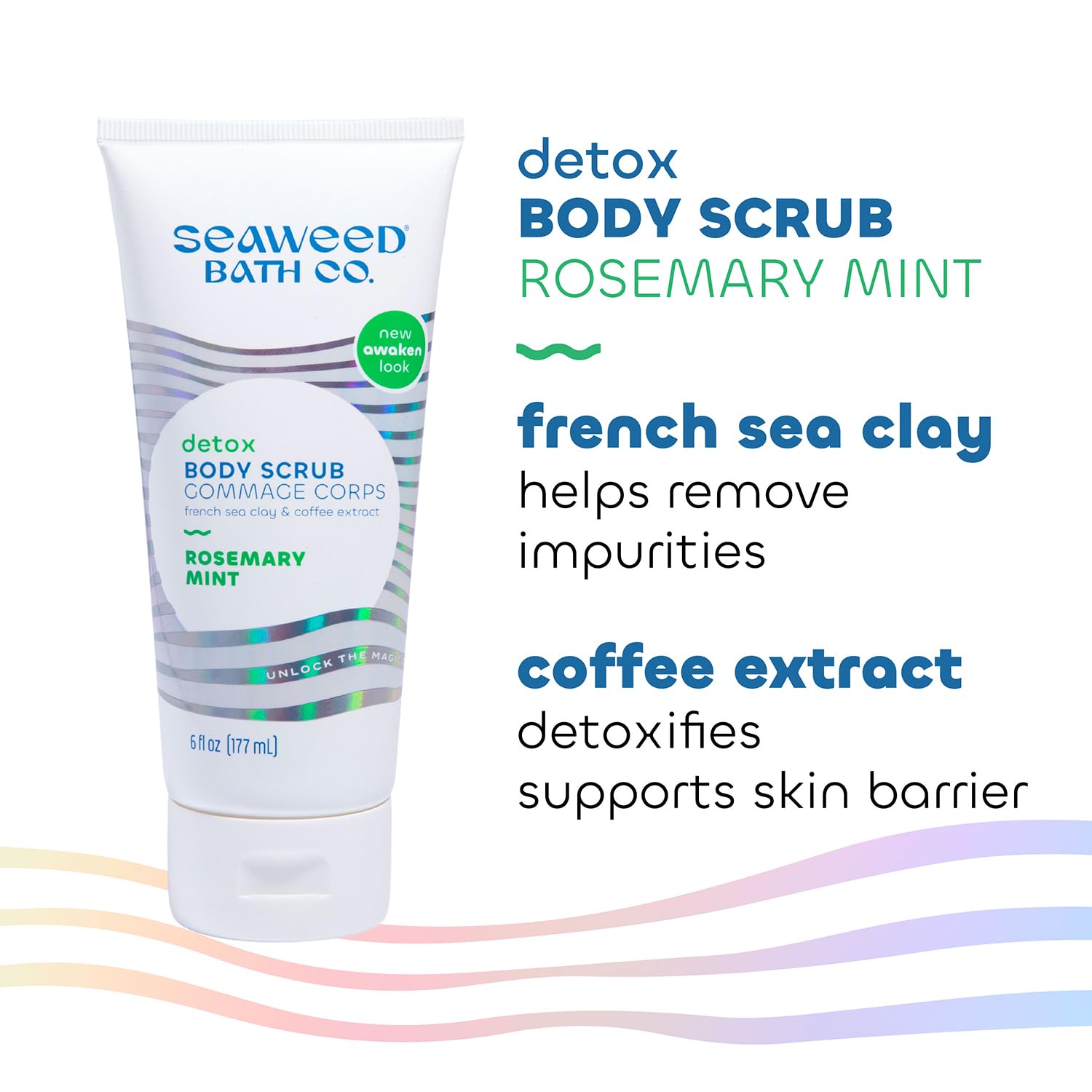 The Seaweed Bath Co. Exfoliating Detox Body Scrub, Awaken Scent (Rosemary & Mint), 6 fl. oz.