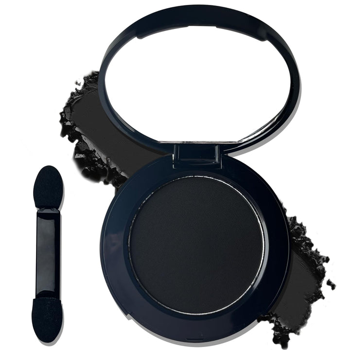 MEICOLY Black Eye Shadow with Mirror,Matte Single Eyeshadow for Halloween,Pressed Powder Eyeshadow Makeup,Matte Shade Eyelid Color Eye Makeup for Women,High Pigment,Long Wear,Waterproof,Intense Color