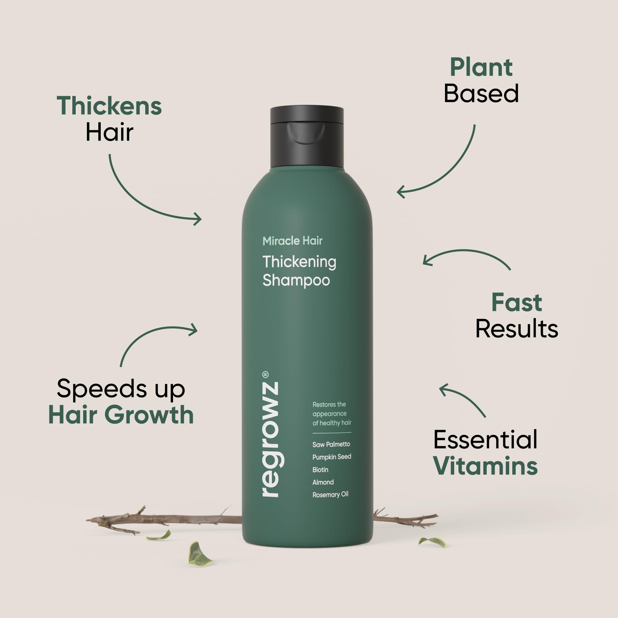 Regrowz Hair Thickening Shampoo for Natural Hair Growth - 7.6oz - Hair Growth Treatment for Men & Women for Thinning & Dry - DHT Blocker - Infused with Biotin, Saw Palmetto & Rosemary Oil