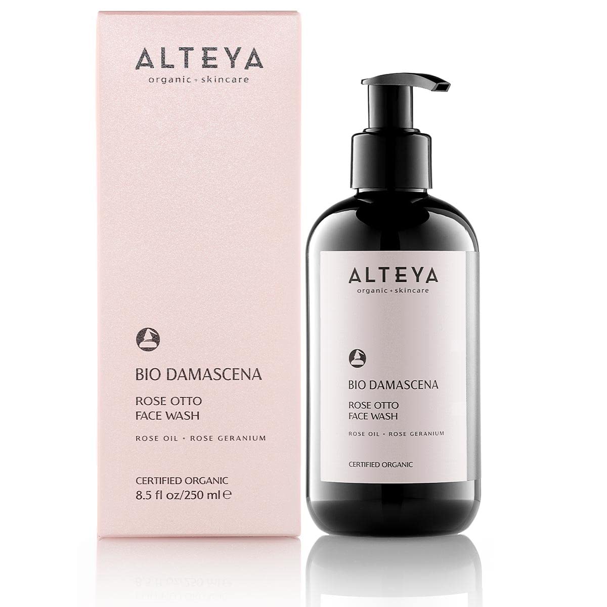 Alteya USDA Organic Face Wash BioDamascena - With Organic Bulgarian Rose Oil, Award-Winning, 8.5 Fl Oz/ 250ml