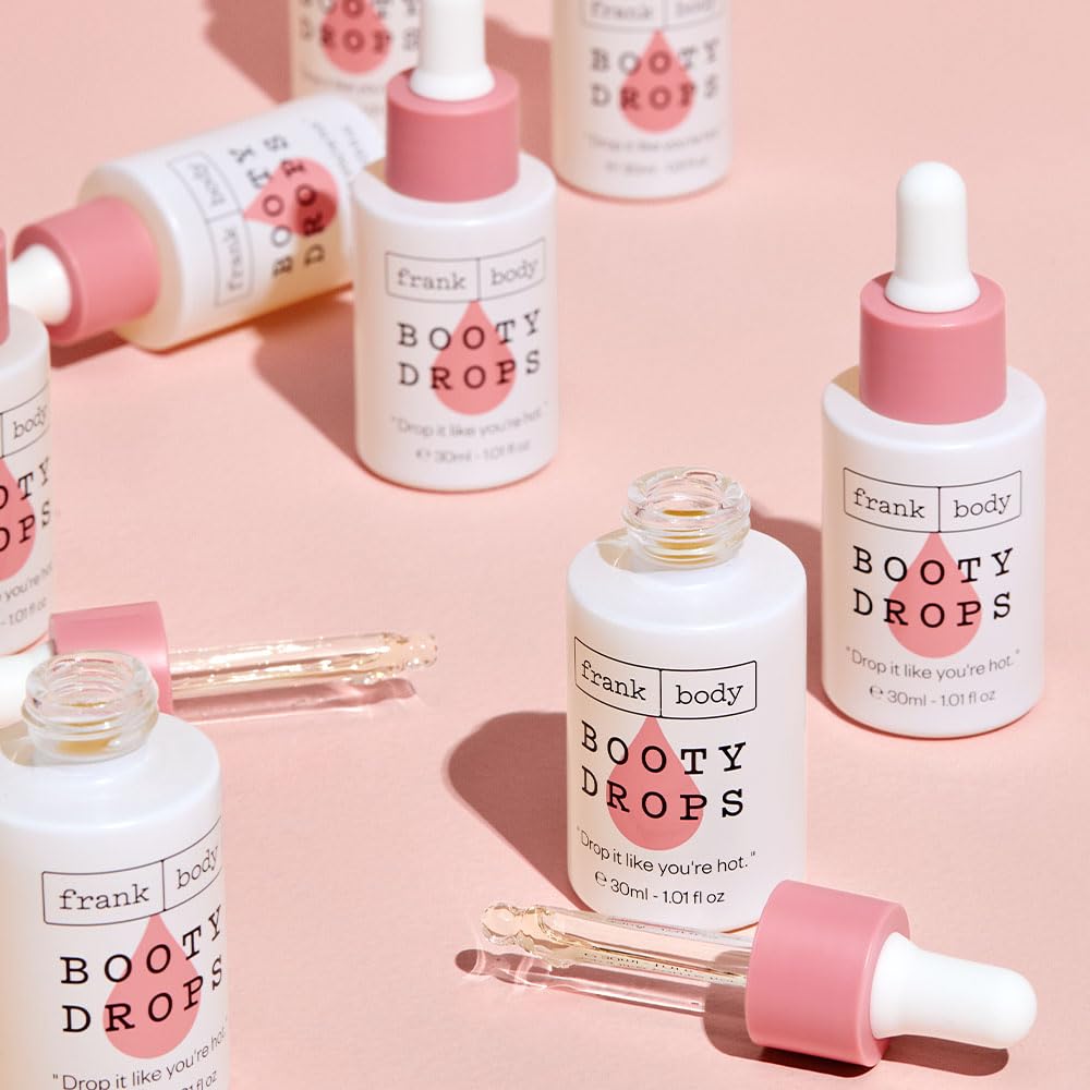 frank body Booty Drops Firming Body Oil | Vegan & Cruelty Free, Hydrates, Softens, and Smooths with Caffeine, Guarana, Carrot Root Extract, and Grapeseed & Jojoba Oils | 1.0 fl oz / 30 mL