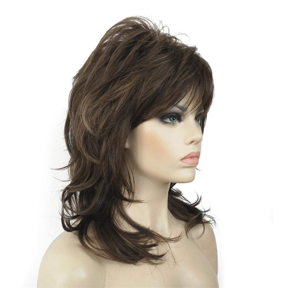 #8H14: Aimole Shaggy Layered Wig Shoulder Length Women'S Wig With Hair Bangs Premium Synthetic Hair Wig For Women #8H14