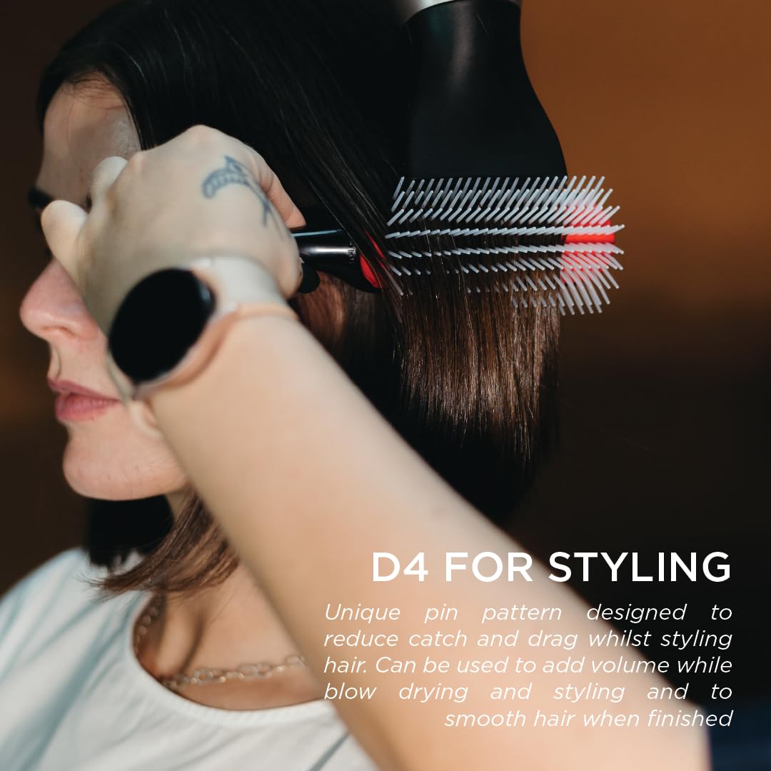 Denman Curly Hair Brush D4 (Black & Red) 9 Row Styling Brush for Styling, Smoothing Longer Hair and Defining Curls - For Women and Men