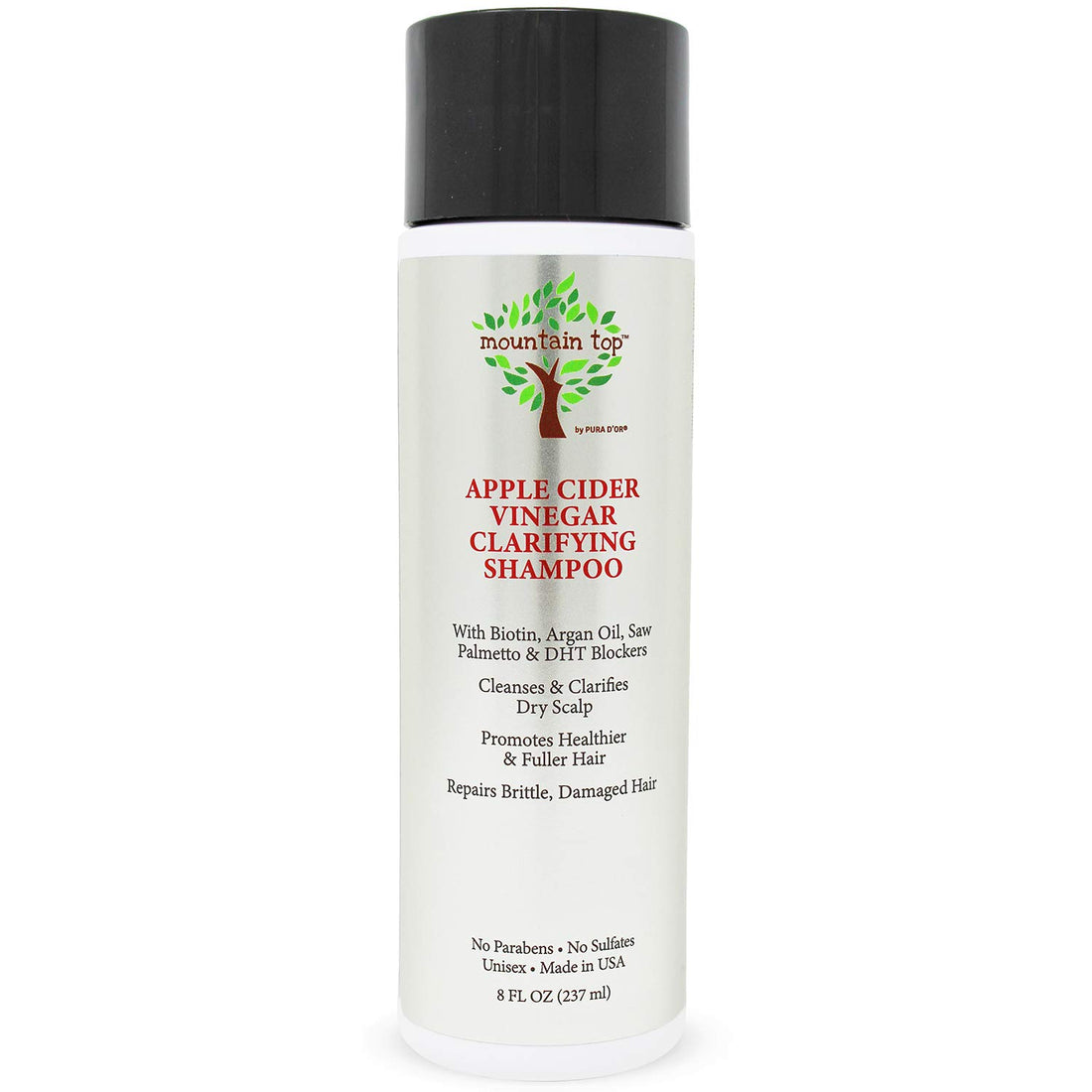 MOUNTAIN TOP Apple Cider Vinegar ACV Shampoo (8 oz / 273 ml) with Biotin, Castor Oil - Clarifying, For Fuller & Thicker Hair - Paraben, Sulfate Free - All Hair Types, Men & Women